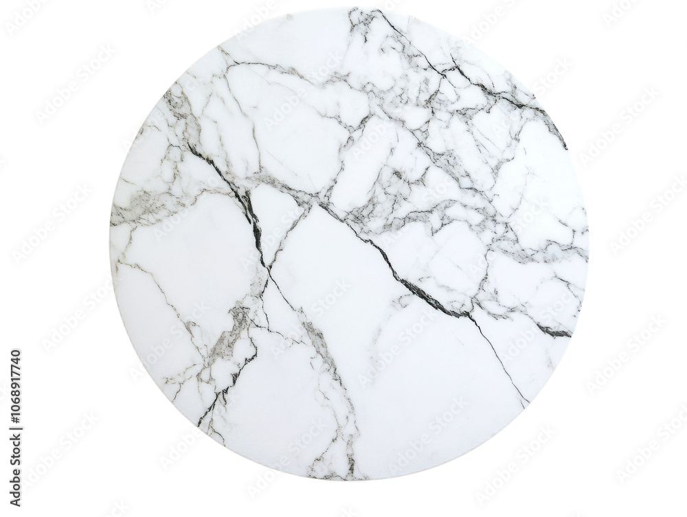 Elegant round marble surface featuring intricate gray veins on a white backdrop, ideal for interior design and decoration. Elegant round marble surface featuring intricate gray veins on a white backdrop, ideal for interior design and decoration.
