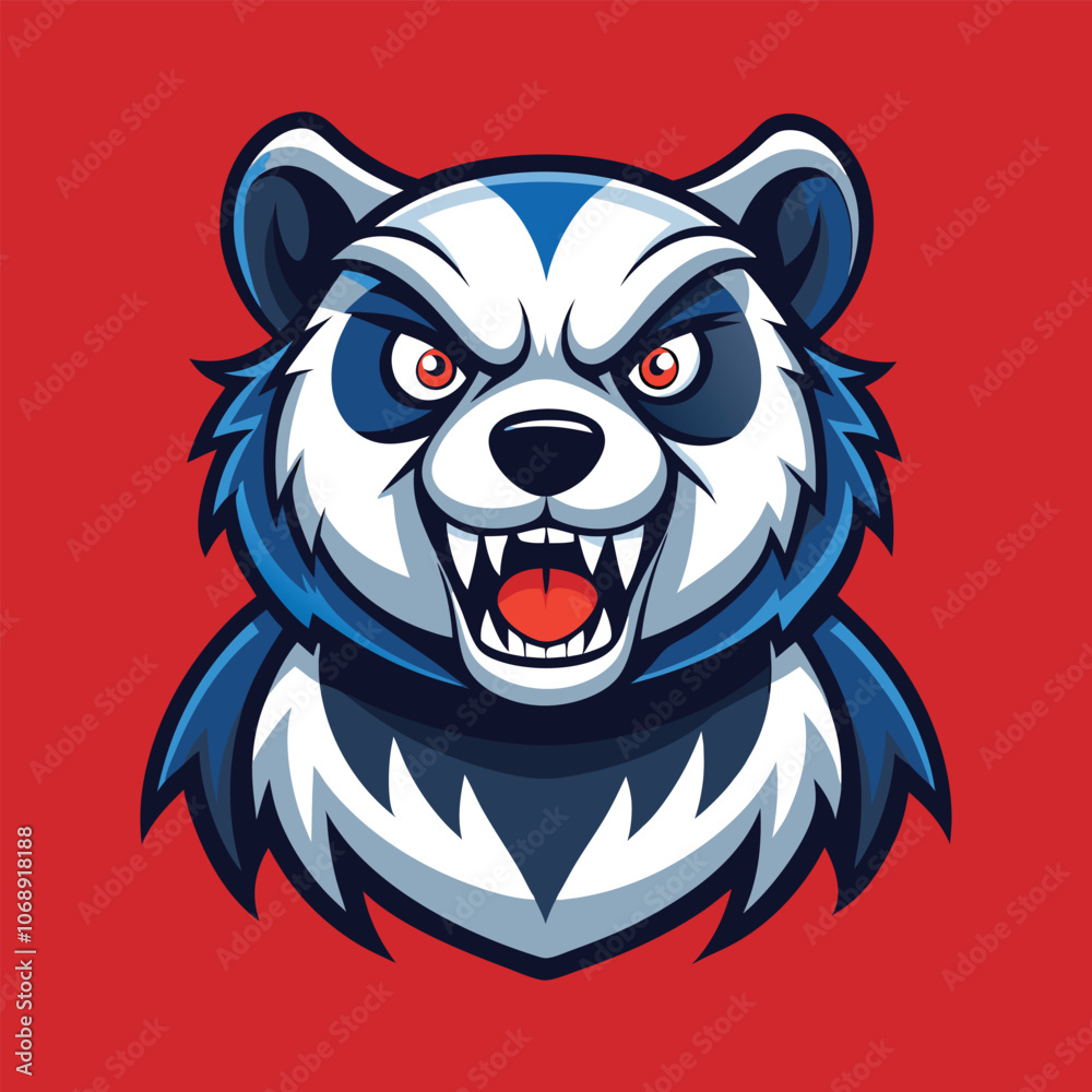 Mascot Panda Face Sharp Teeth Glaring Eyes Vector Illustration Art for Wildlife and Branding Mascot Panda Face Sharp Teeth Glaring Eyes Vector Illustration Art for Wildlife and Branding