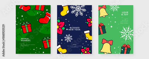 Wallpaper Mural Christmas Greeting Cards With Festive and Holiday Decorations. A collection of Christmas greeting cards. Perfect for capturing the joy of the holiday season Torontodigital.ca