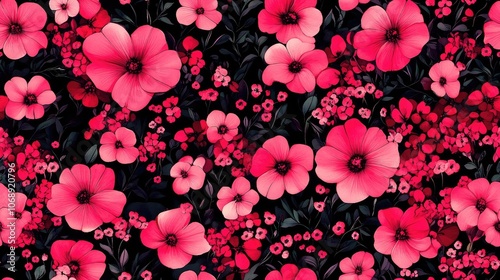 Wallpaper Mural Seamless pattern of abstract floral designs featuring cute pink botanical blossoms ideal for fabric or wallpaper printing Torontodigital.ca