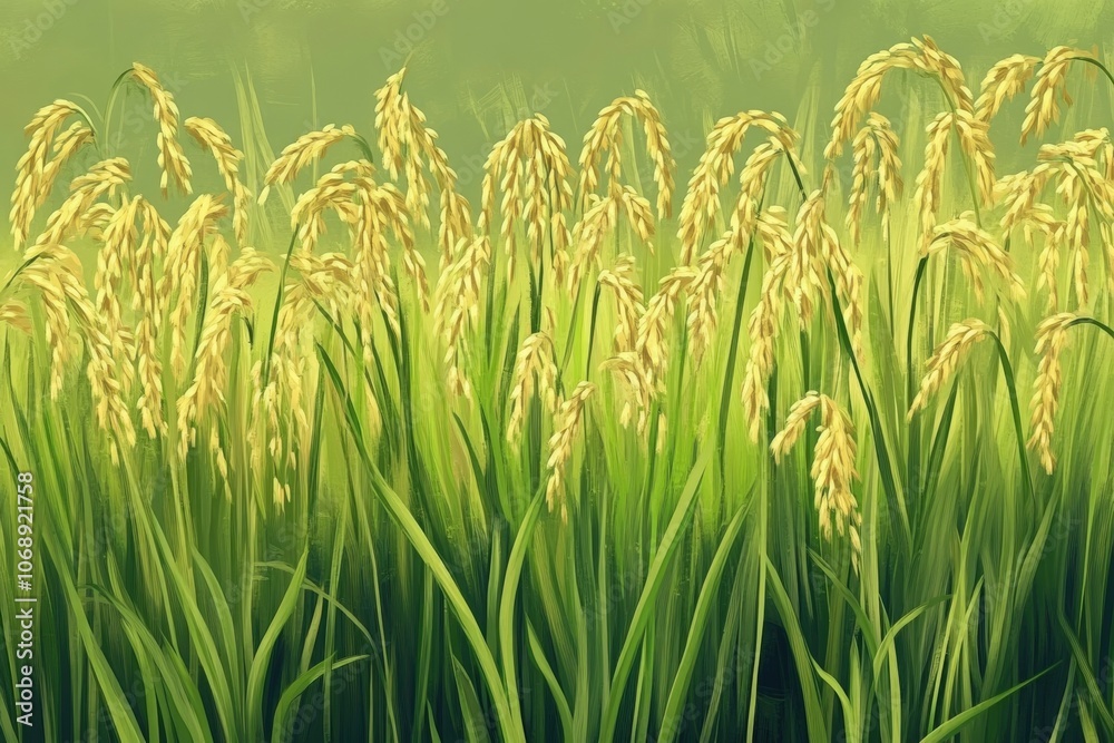 Obraz premium green rice field