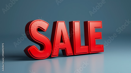 Simple 3D red SALE text on a soft blue background