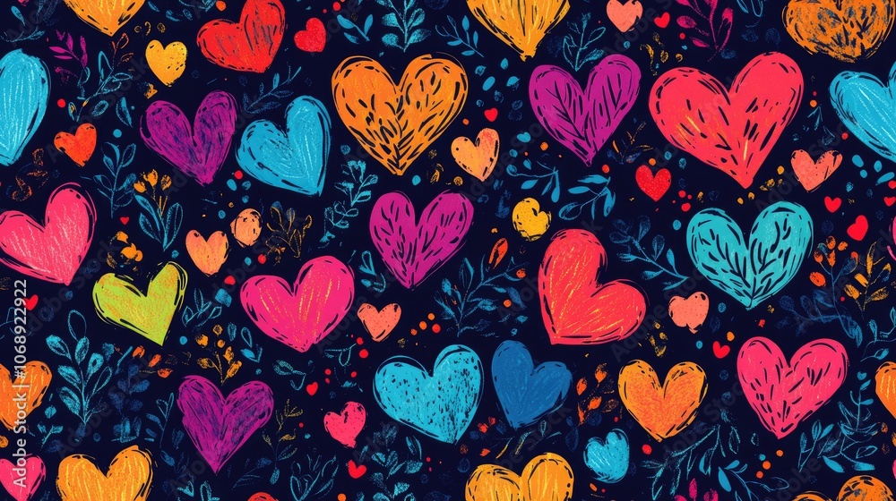 Seamless pattern of vibrant hearts on a festive Valentine s Day background perfect for romantic designs