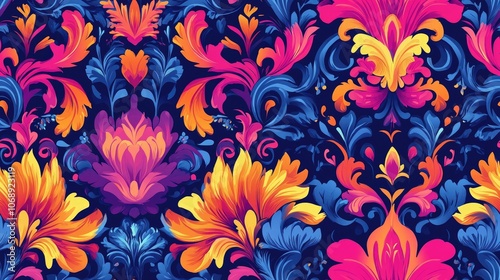 Colorful seamless pattern of artistic wallpapers showcasing vibrant designs ideal for home decor and interior design projects