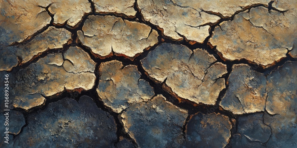The rough and uneven surface of parched, fissured soil creates a striking backdrop of dry, cracked earth, emphasizing its rugged texture. The rough and uneven surface of parched, fissured soil creates a striking backdrop of dry, cracked earth, emphasizing its rugged texture.
