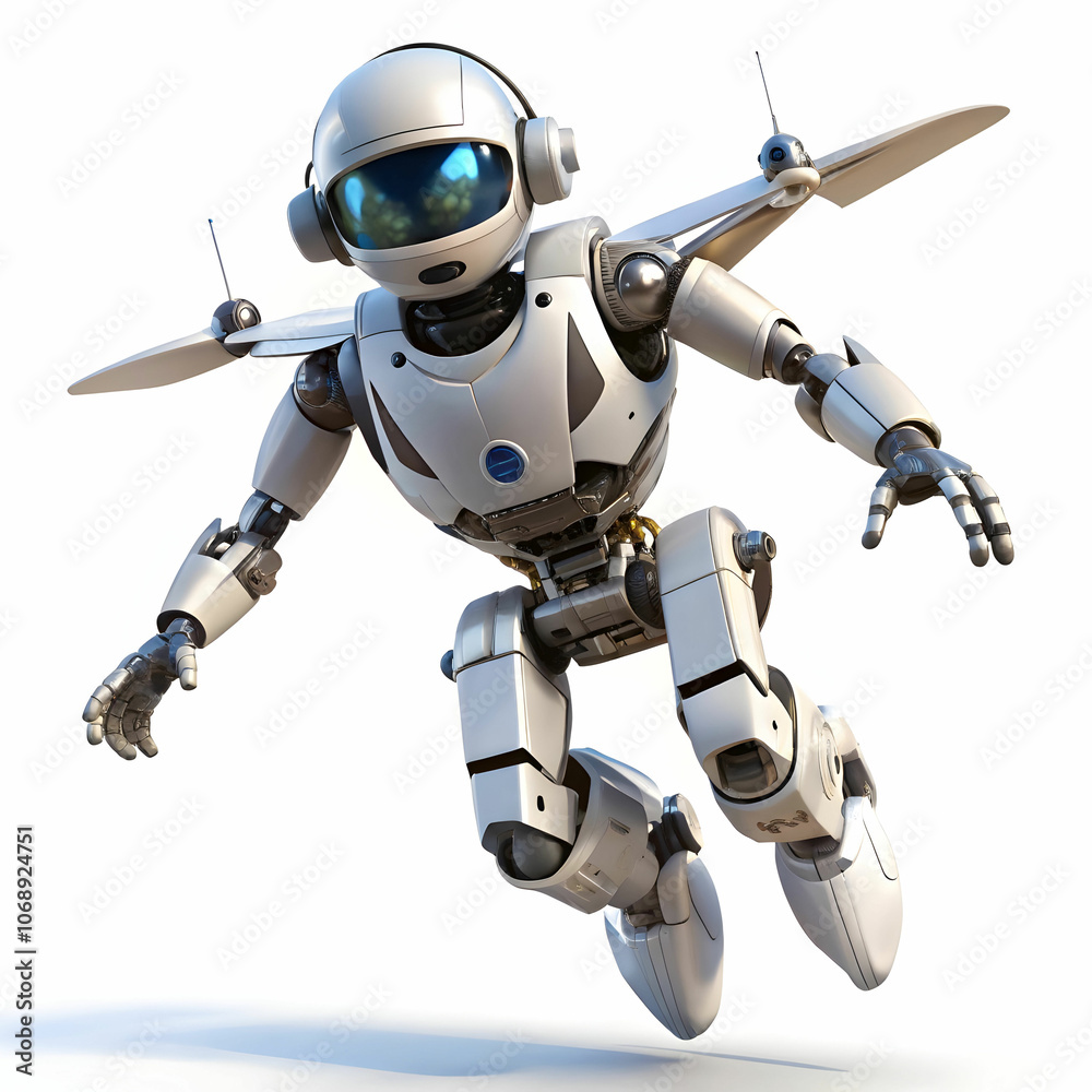flaying robot with white backgroug flaying robot with white backgroug