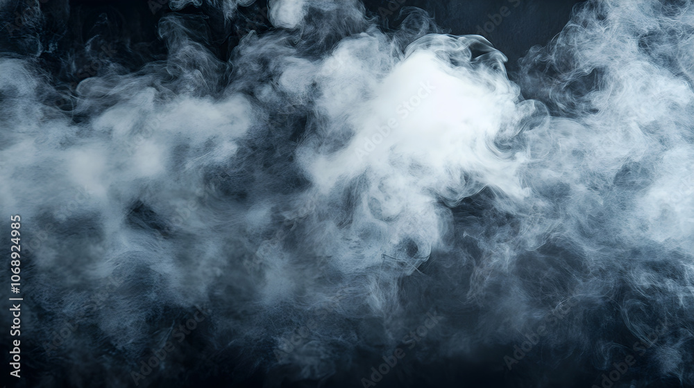 Abstract flowing white smoke on dark background creates mysterious atmosphere Abstract flowing white smoke on dark background creates mysterious atmosphere
