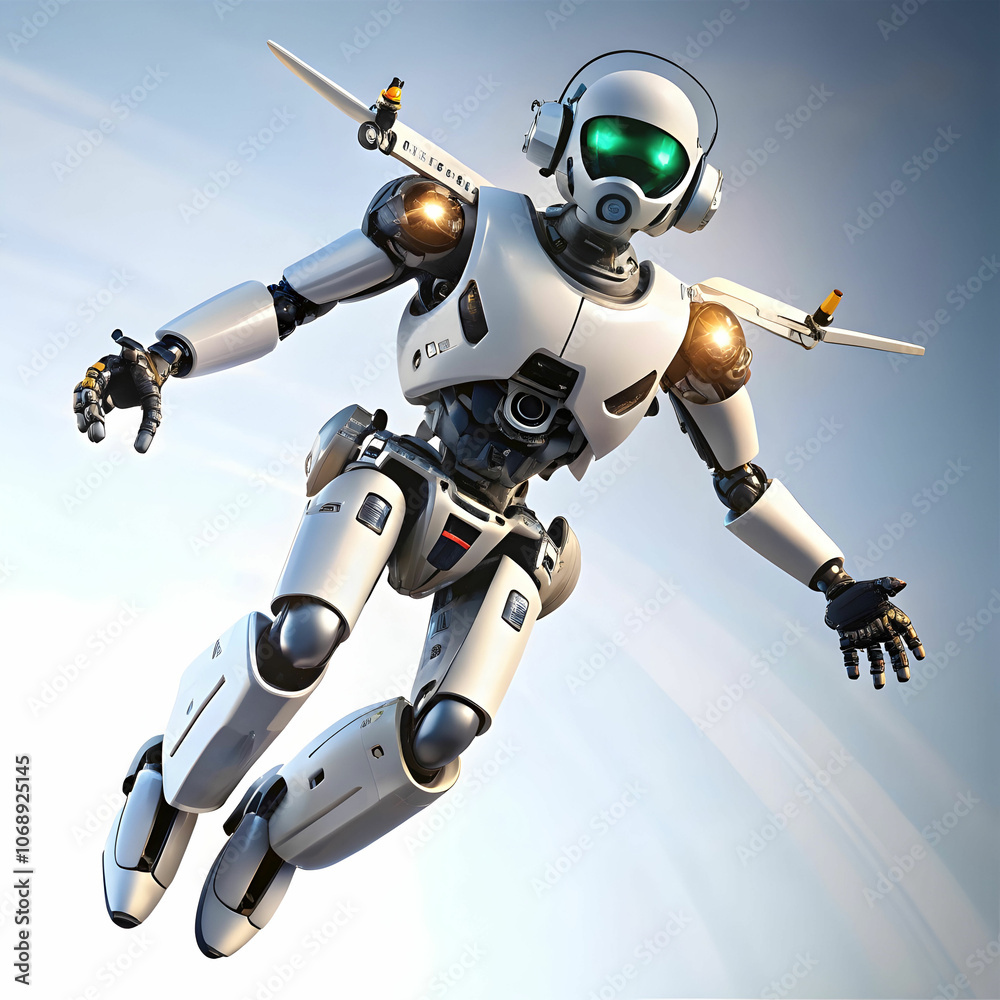 flaying robot with white backgroug flaying robot with white backgroug