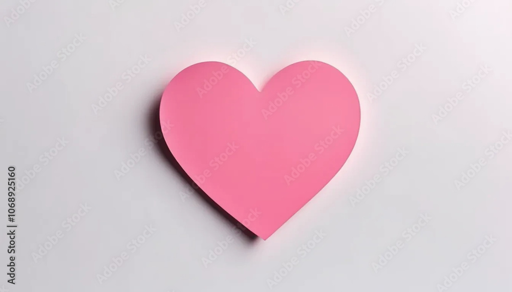 Pink paper heart on white background, ai