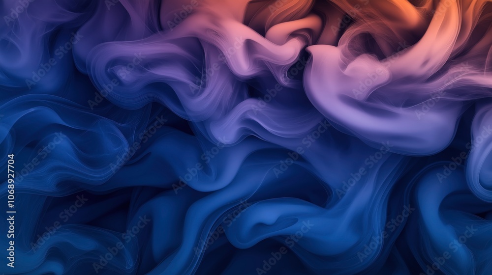 Obraz premium Abstract colorful smoke in shades of blue, purple, and orange swirling in a fluid motion on a dark background.