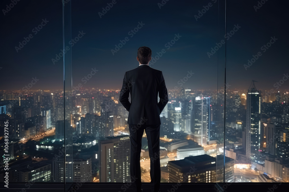 Visionary Leader Overlooking Urban Horizon Visionary Leader Overlooking Urban Horizon