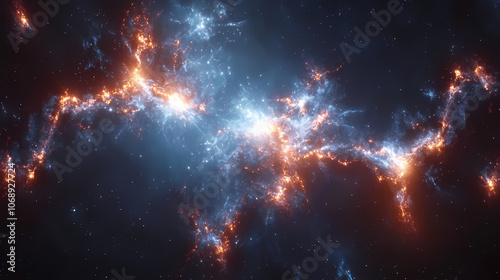 Starry galaxy abstract blue cosmic background. Cosmic. Illustration