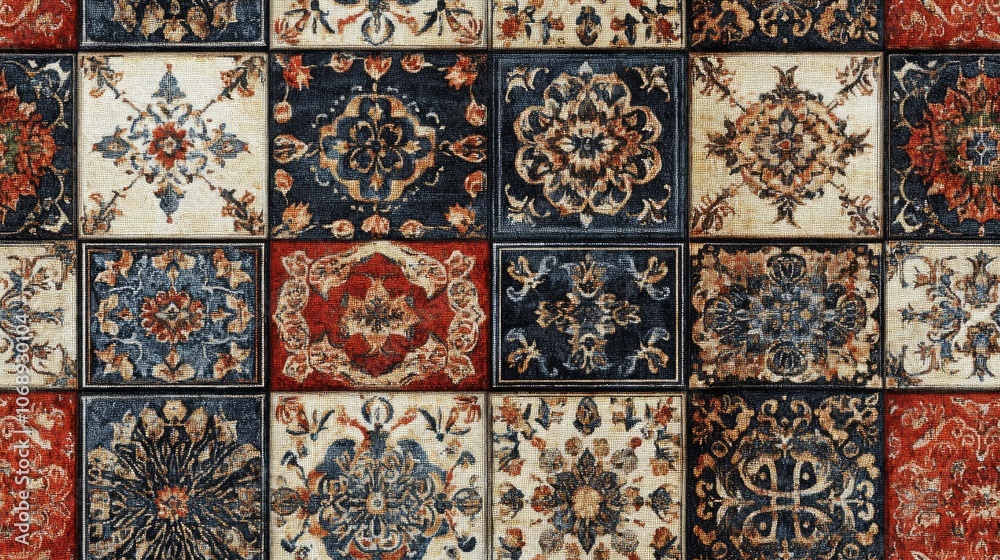 Seamless pattern of intricate Mughal art decorative carpet motifs ideal for textile design and home decor Seamless pattern of intricate Mughal art decorative carpet motifs ideal for textile design and home decor