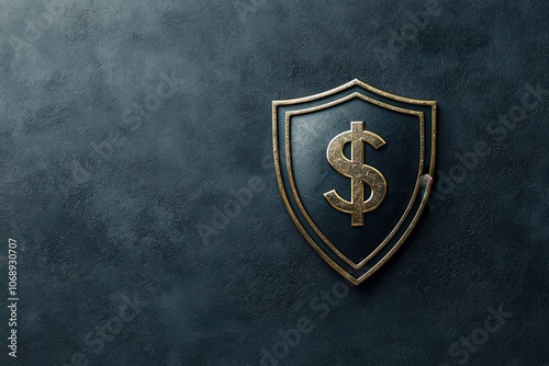 Protect your wealth a metallic shield featuring a carved dollar symbol for financial security photo