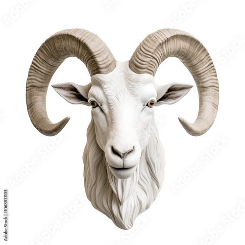 white goat head statue transparent background