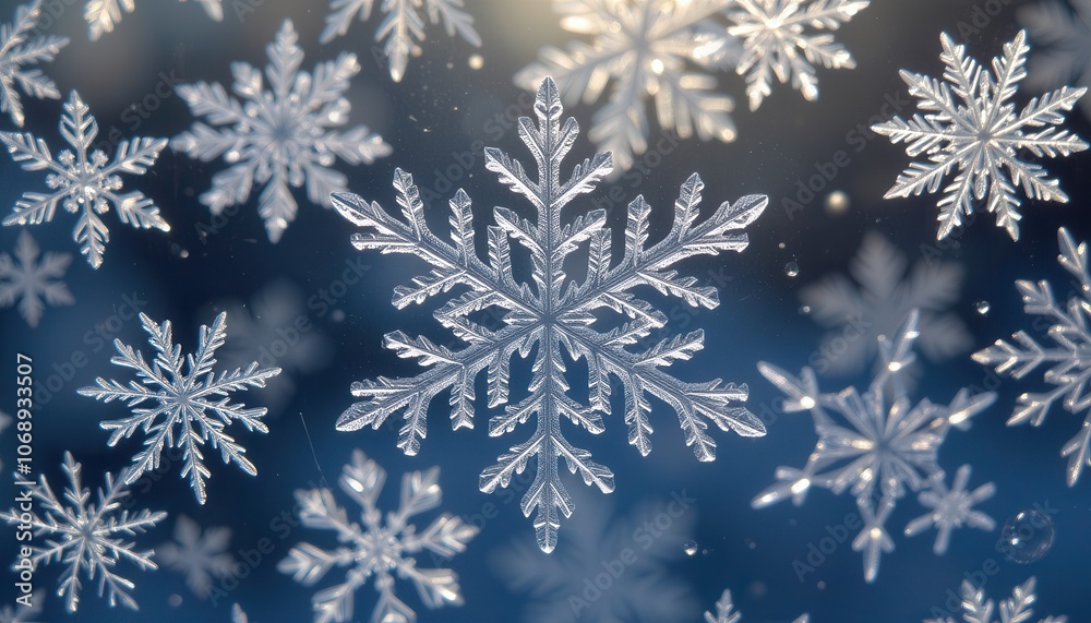 Intricate Snowflake Patterns on Frosted Glass Intricate Snowflake Patterns on Frosted Glass