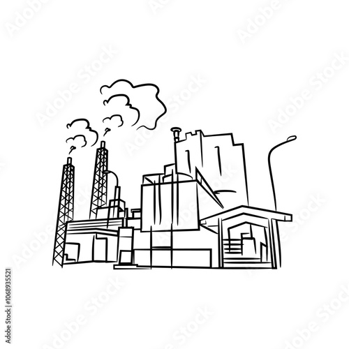 Factory Illustration, Mining Industry Vector