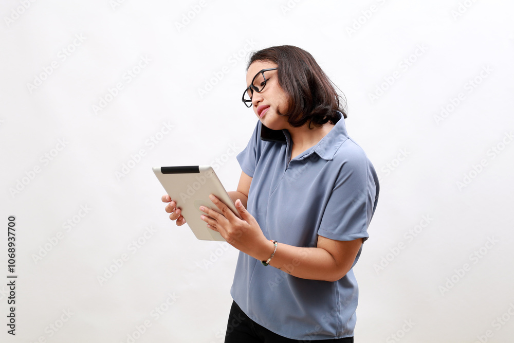 Pissed-off angry asian female business woman, manager answering client over phone, shouting in smartphone aggressive, losing temper Pissed-off angry asian female business woman, manager answering client over phone, shouting in smartphone aggressive, losing temper
