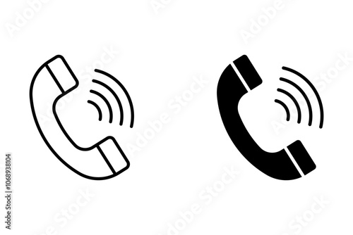 Phone flat icon. Call symbol. phone call sign. Customizable thin and black line illustration. 

