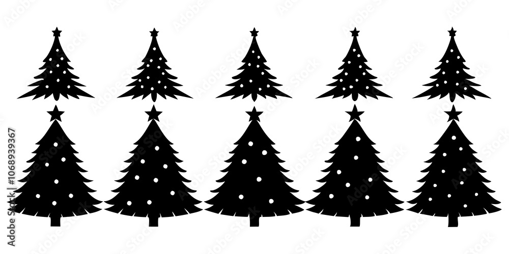 Obraz premium 10 Silhouette Christmas Tree Vector, Silhouette Christmas Tree Vector, Christmas Tree Silhouette Vector