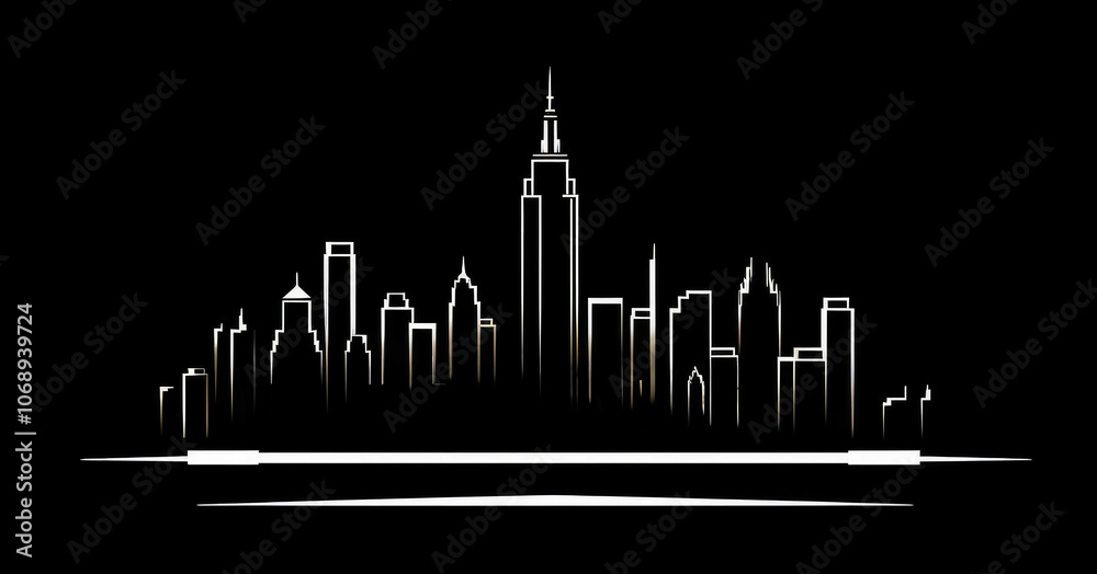Urban Skyline Silhouette at Night Illustration Urban Skyline Silhouette at Night Illustration