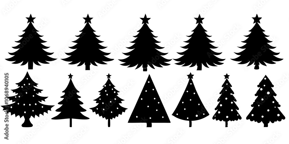 Obraz premium 10 Silhouette Christmas Tree Vector, Silhouette Christmas Tree Vector, Christmas Tree Silhouette Vector
