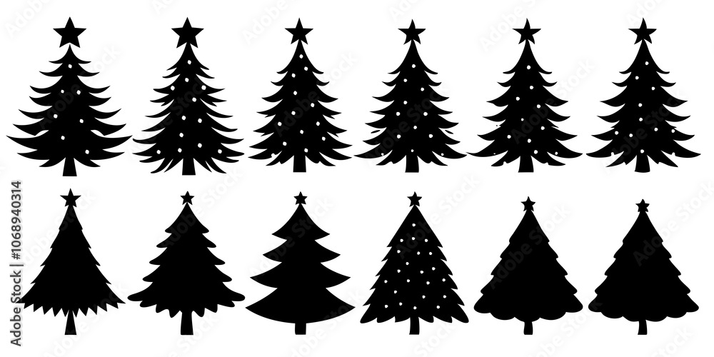 Obraz premium 10 Silhouette Christmas Tree Vector, Silhouette Christmas Tree Vector, Christmas Tree Silhouette Vector