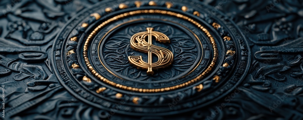 Naklejka premium Create a stunning shield design featuring a carved dollar sign to symbolize wealth and protection