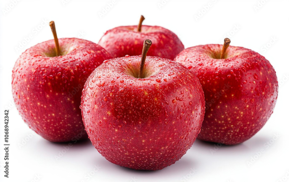 Fresh red apples with droplets of water, rich in antioxidants