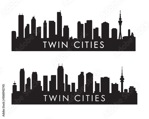 Twin Cities Skyline Silhouette: Minneapolis and Saint Paul