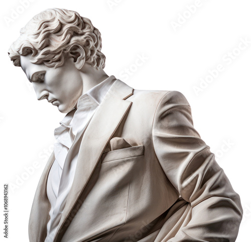 PNG  Greek sculpture in business suit statue person adult. photo