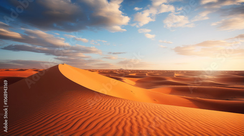 Sunset Over Tranquil Desert Dunes