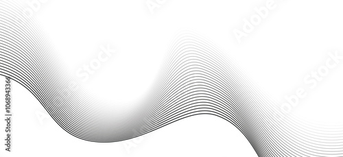 Abstract wave, monochrome, minimalist design, flowing lines, smooth curves, grayscale gradient, optical illusion, undulating pattern, dynamic motion, sleek geometry
