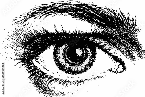 Vintage eye Collage Vector in Photocopy Style