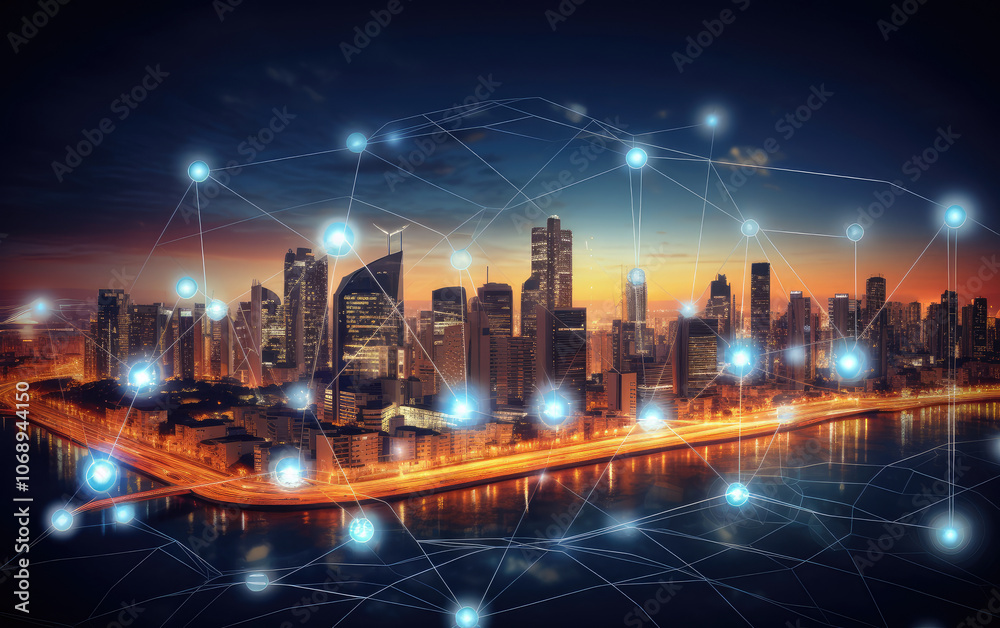 Futuristic Smart City with Digital Network Connectivity Futuristic Smart City with Digital Network Connectivity