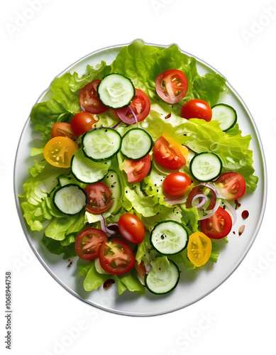 Fresh Green Salad with Tomatoes and Cucumbers