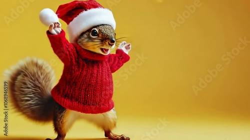 Festive Squirrel in Red Sweater