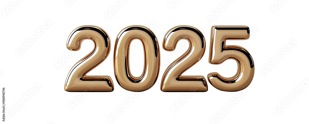 year 2025 golden symbol, 3d-illustration year 2025 golden symbol, 3d-illustration