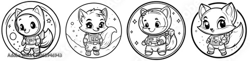 Isolated astronaut Fox Space Explorer illustration