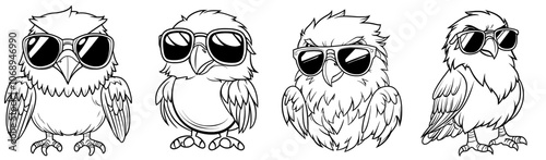 An elegant parrot fashion design element with cool sunglasses
