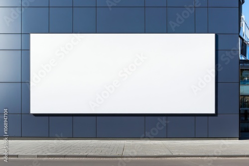 Blank billboard mockup on city building. Ideal for advertising, marketing, and branding.