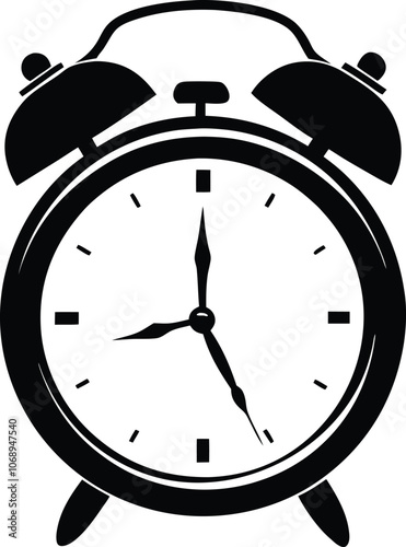Retro Alarm Timepiece black silhouette,silhouette timer alarm clock logo and icon design