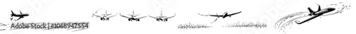 Illustration of an airplane silhouette. Hand drawn illustration for a wide range of uses such as logo design, t-shirt design, web design, print, interior, books, etc.