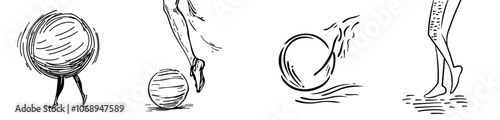 Hand-drawn workout icon design elements.