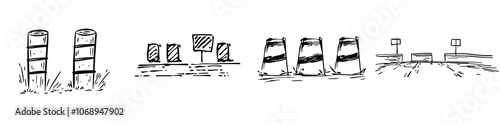 Icon outline of a road block doodle.