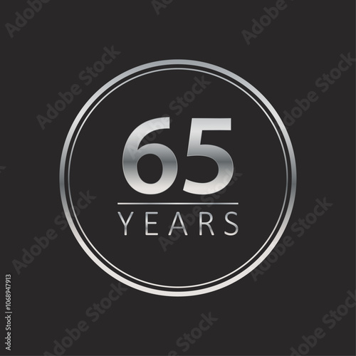 65 years for celebration events, anniversary, commemorative date. silver years logo badge