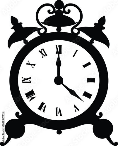 Retro Alarm Timepiece black silhouette,silhouette timer alarm clock logo and icon design