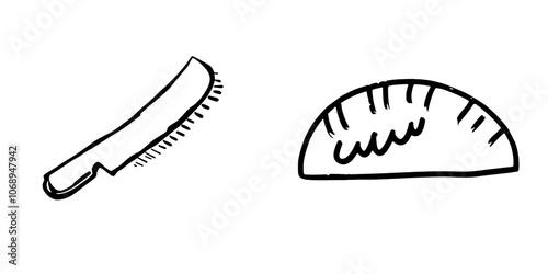 A handsaw icon in modern hand drawn form. This is a doodle illustration of a handsaw.