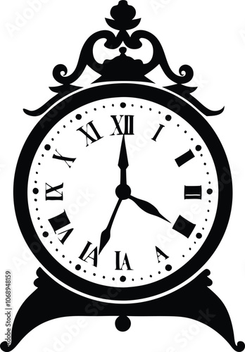 Retro Alarm Timepiece black silhouette,silhouette timer alarm clock logo and icon design