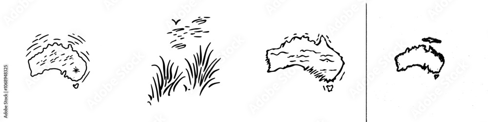 Obraz premium Drawing of an outline of an Australia geography map